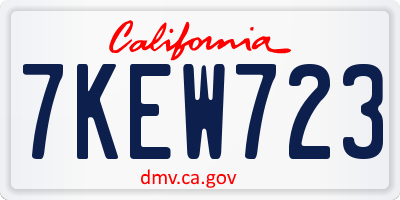 CA license plate 7KEW723