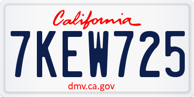 CA license plate 7KEW725