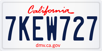 CA license plate 7KEW727