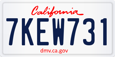 CA license plate 7KEW731