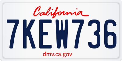 CA license plate 7KEW736