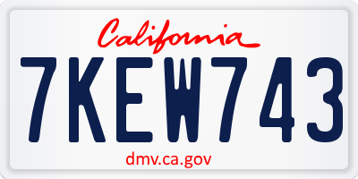 CA license plate 7KEW743