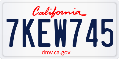 CA license plate 7KEW745