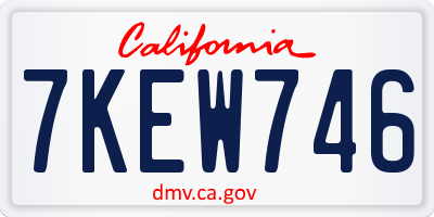 CA license plate 7KEW746