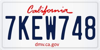 CA license plate 7KEW748