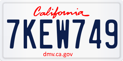 CA license plate 7KEW749