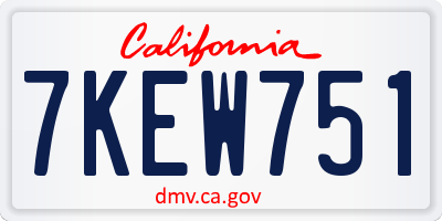 CA license plate 7KEW751