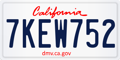 CA license plate 7KEW752