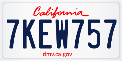 CA license plate 7KEW757