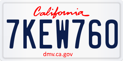 CA license plate 7KEW760