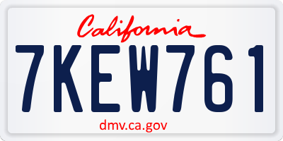 CA license plate 7KEW761