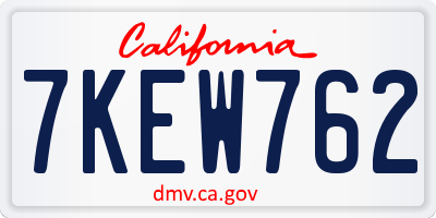 CA license plate 7KEW762