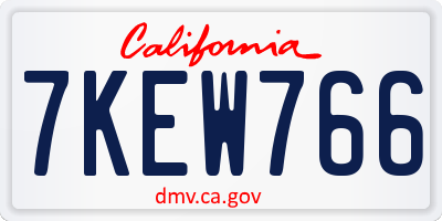 CA license plate 7KEW766