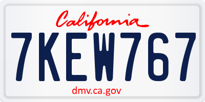 CA license plate 7KEW767