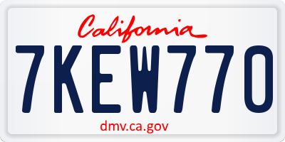 CA license plate 7KEW770