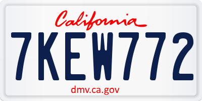 CA license plate 7KEW772