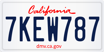 CA license plate 7KEW787