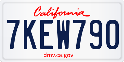 CA license plate 7KEW790
