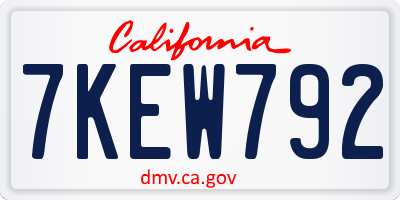 CA license plate 7KEW792