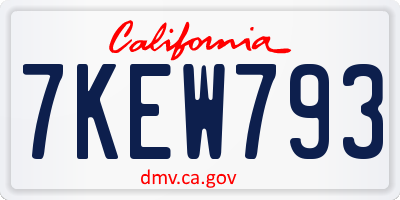 CA license plate 7KEW793