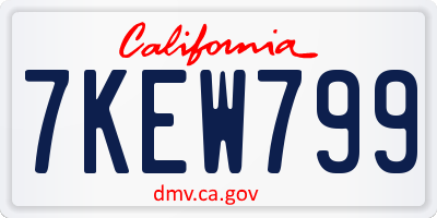 CA license plate 7KEW799