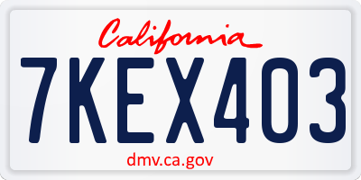CA license plate 7KEX403