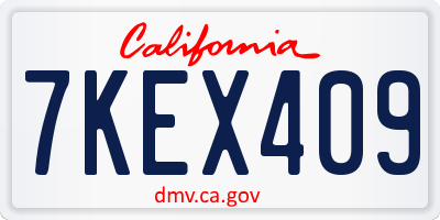 CA license plate 7KEX409