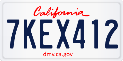 CA license plate 7KEX412