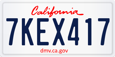 CA license plate 7KEX417