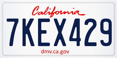 CA license plate 7KEX429