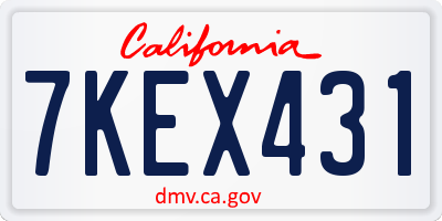 CA license plate 7KEX431