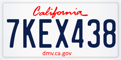 CA license plate 7KEX438
