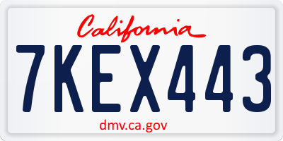CA license plate 7KEX443
