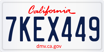 CA license plate 7KEX449