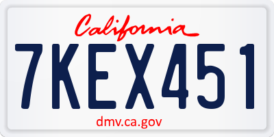 CA license plate 7KEX451