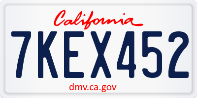 CA license plate 7KEX452