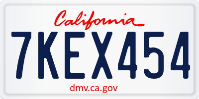 CA license plate 7KEX454