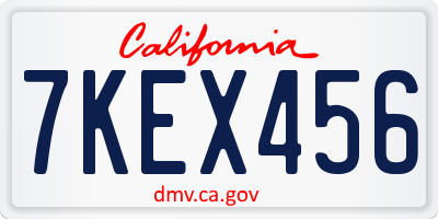 CA license plate 7KEX456