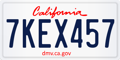 CA license plate 7KEX457