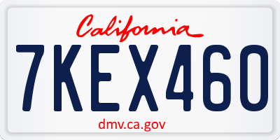 CA license plate 7KEX460