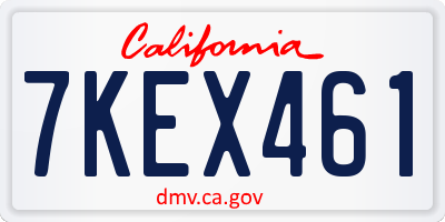 CA license plate 7KEX461