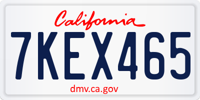 CA license plate 7KEX465