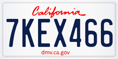 CA license plate 7KEX466