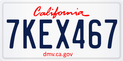 CA license plate 7KEX467