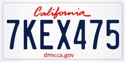 CA license plate 7KEX475