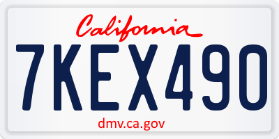 CA license plate 7KEX490