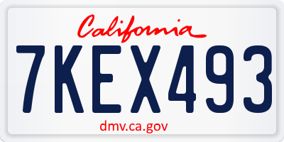 CA license plate 7KEX493