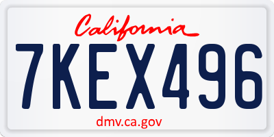 CA license plate 7KEX496