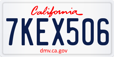 CA license plate 7KEX506