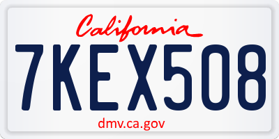 CA license plate 7KEX508